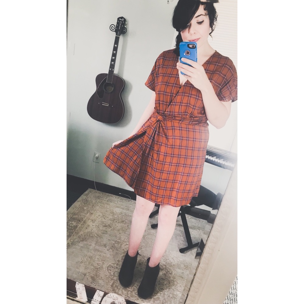 Vintage Inspired Plaid Wrap Dress